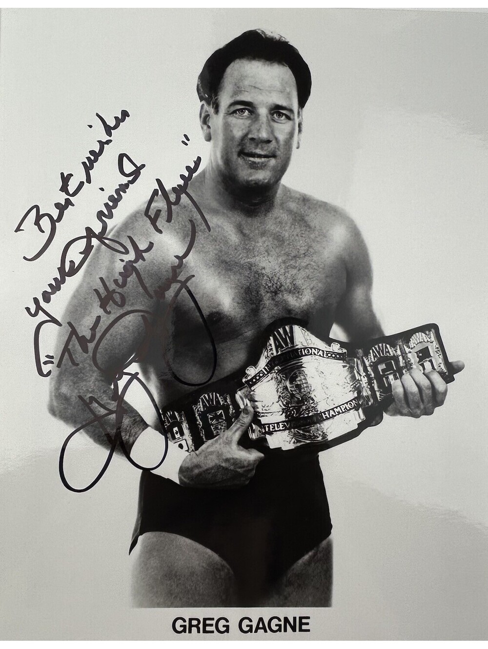 Greg Gagne Signed Autographed Vintage 8x10 Photo AWA TV Champion High Flyer  K-4